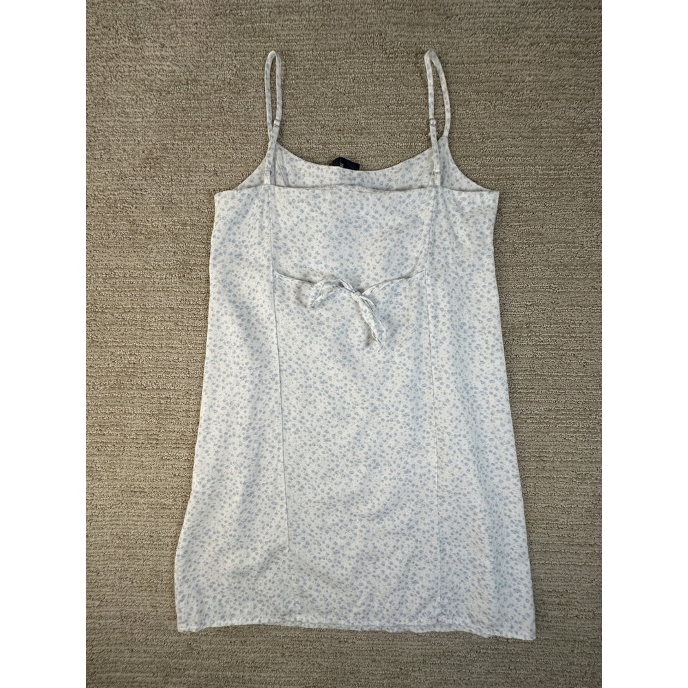Brandy Melville Blue Floral Mini Dress White Adjustable Straps Tie Back One Size - Picture 2 of 11